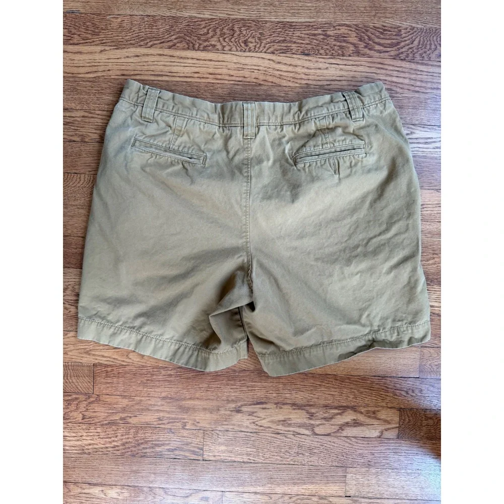 LL Bean Signature Mens 38W Slim Straight Fit Chino Short Khaki Tan Cotton Canvas
